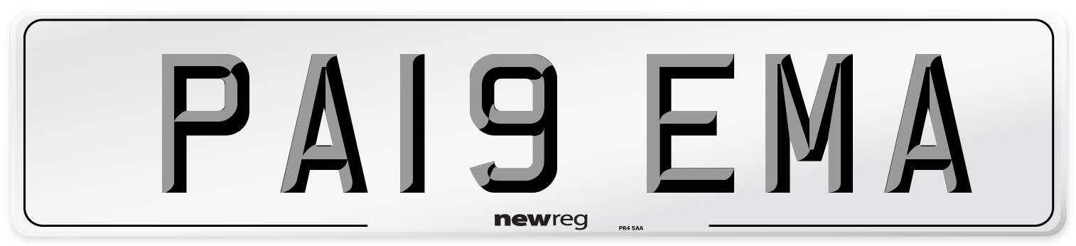 PA19 EMA Number Plate from New Reg